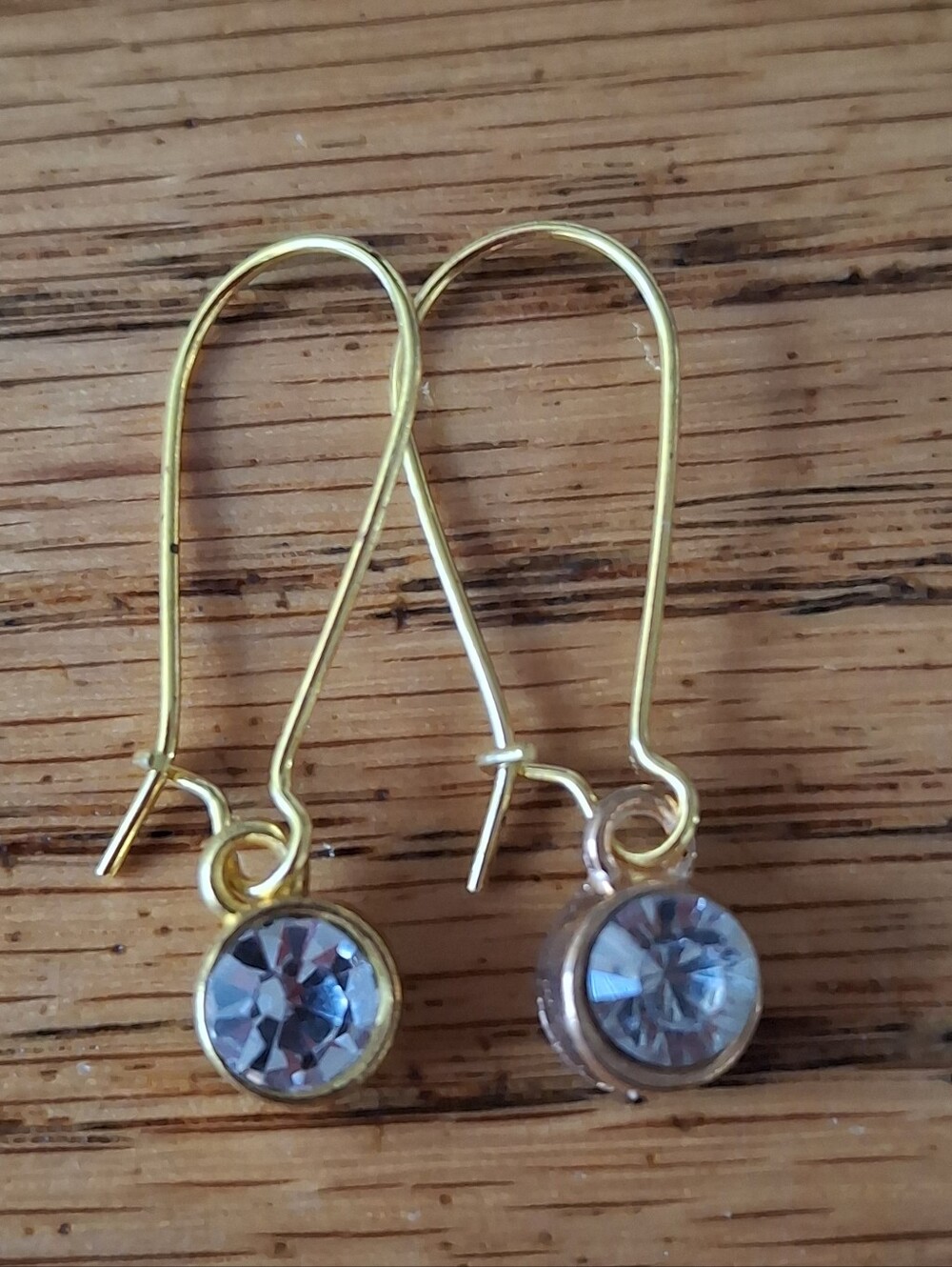 Gold-Tone Drop Earrings with Light Blue Crystal